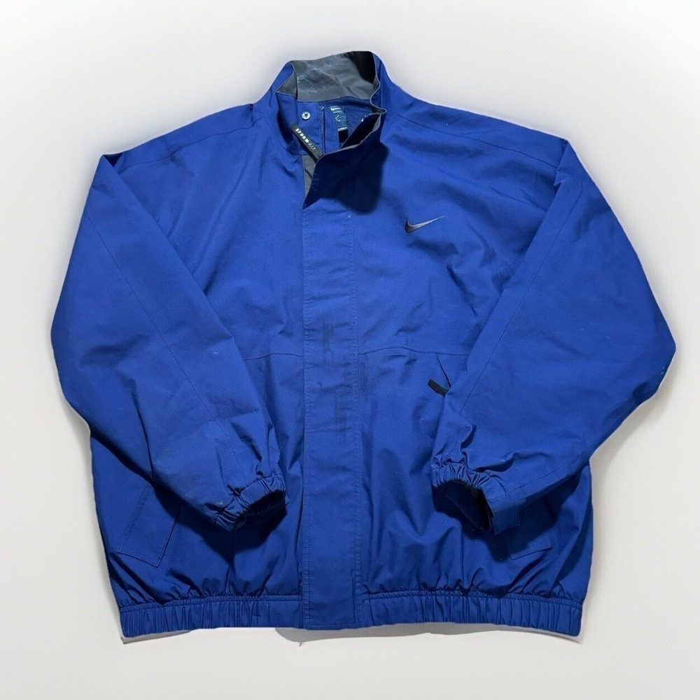 Nike Golf Jacket Mens XL Blue Storm-FIT Full Zip Windbreaker Waterproof Snap